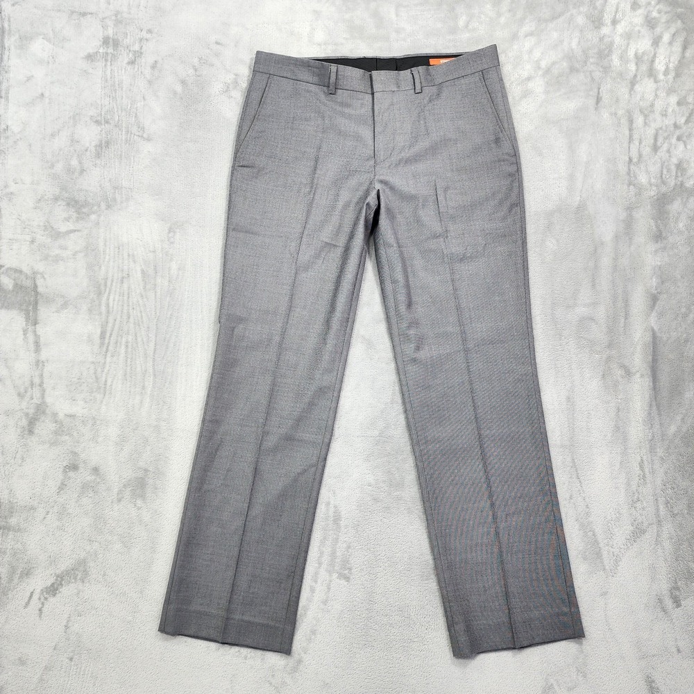 Dockers Pants Mens 34x30 Gray Classic Fit Flat Front Microfiber Dress Office
